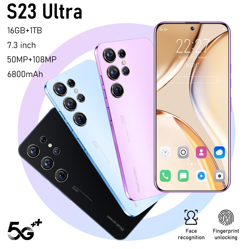 Hot Selling Mobile phone S23Ultra Smart phone real 4GB mobile phone 6.6 inch perforation HD screen Telefonos inteligentes
